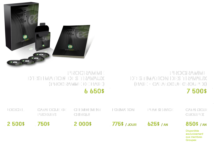 Tarification du programme de base et des modules supplémentaires